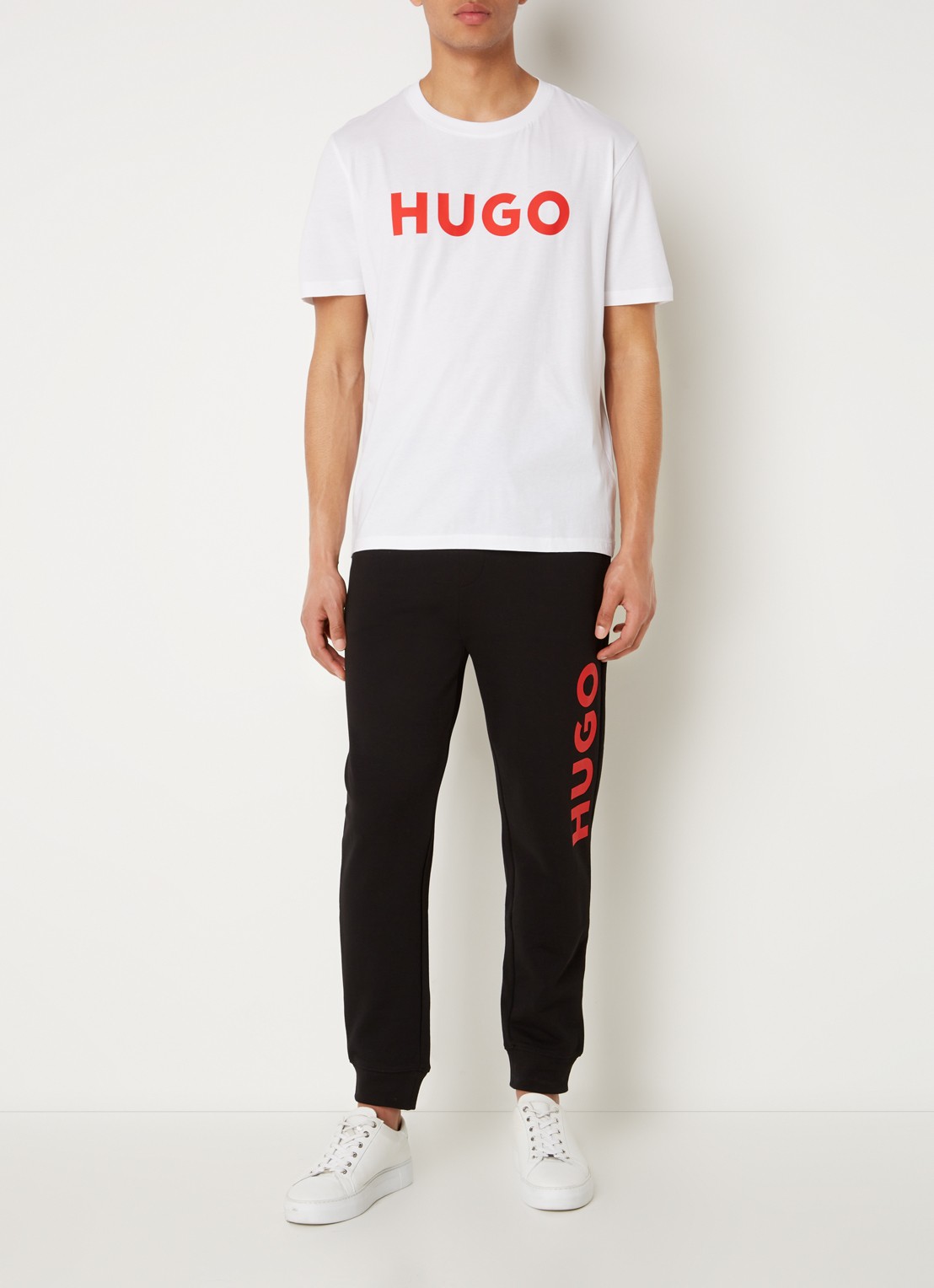 HUGO Dulivio T-shirt met logoprint  - voorkant 3 wit