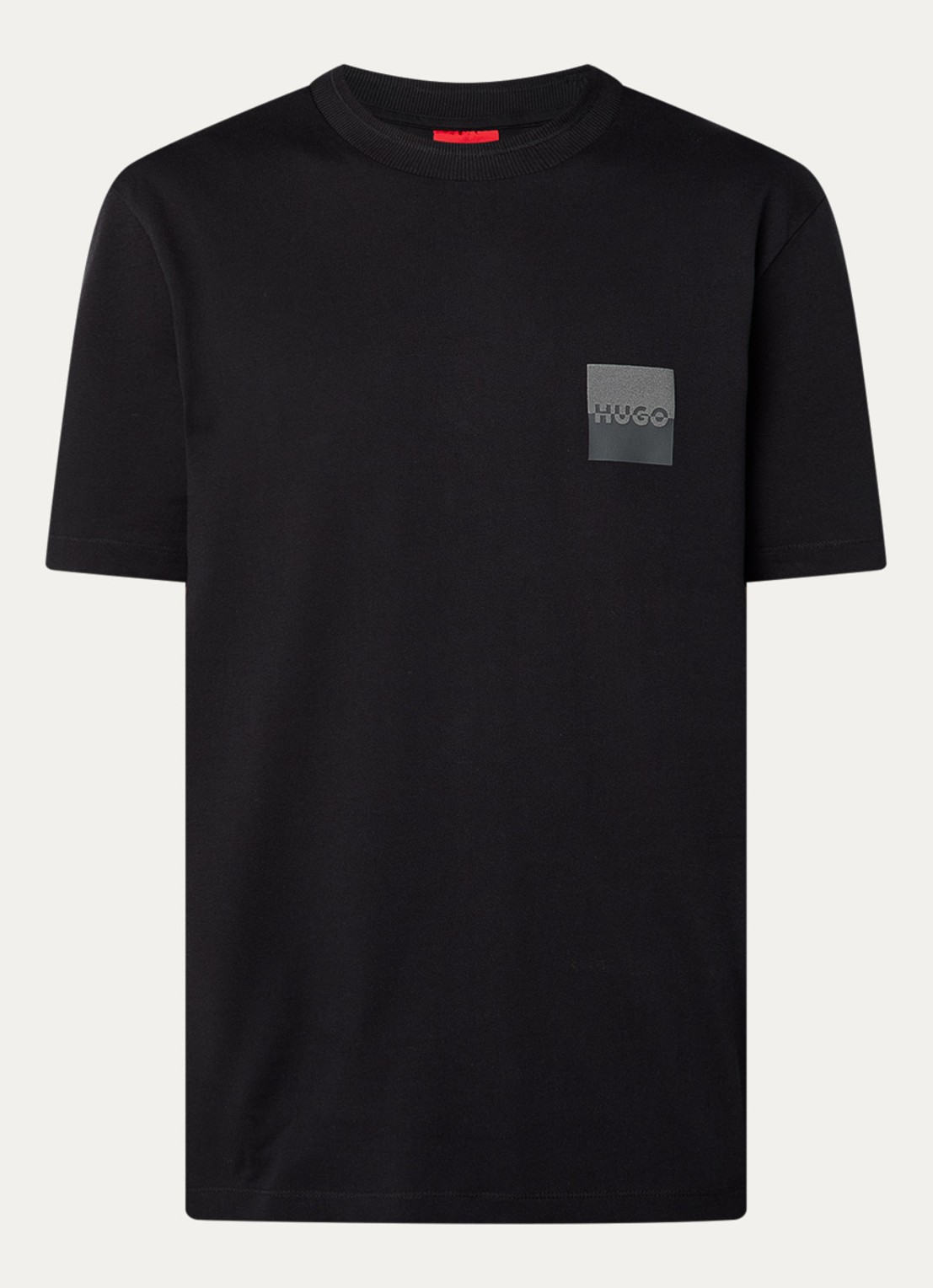 HUGO Dusplito T-shirt met logo- en backprint - voorkant zwart