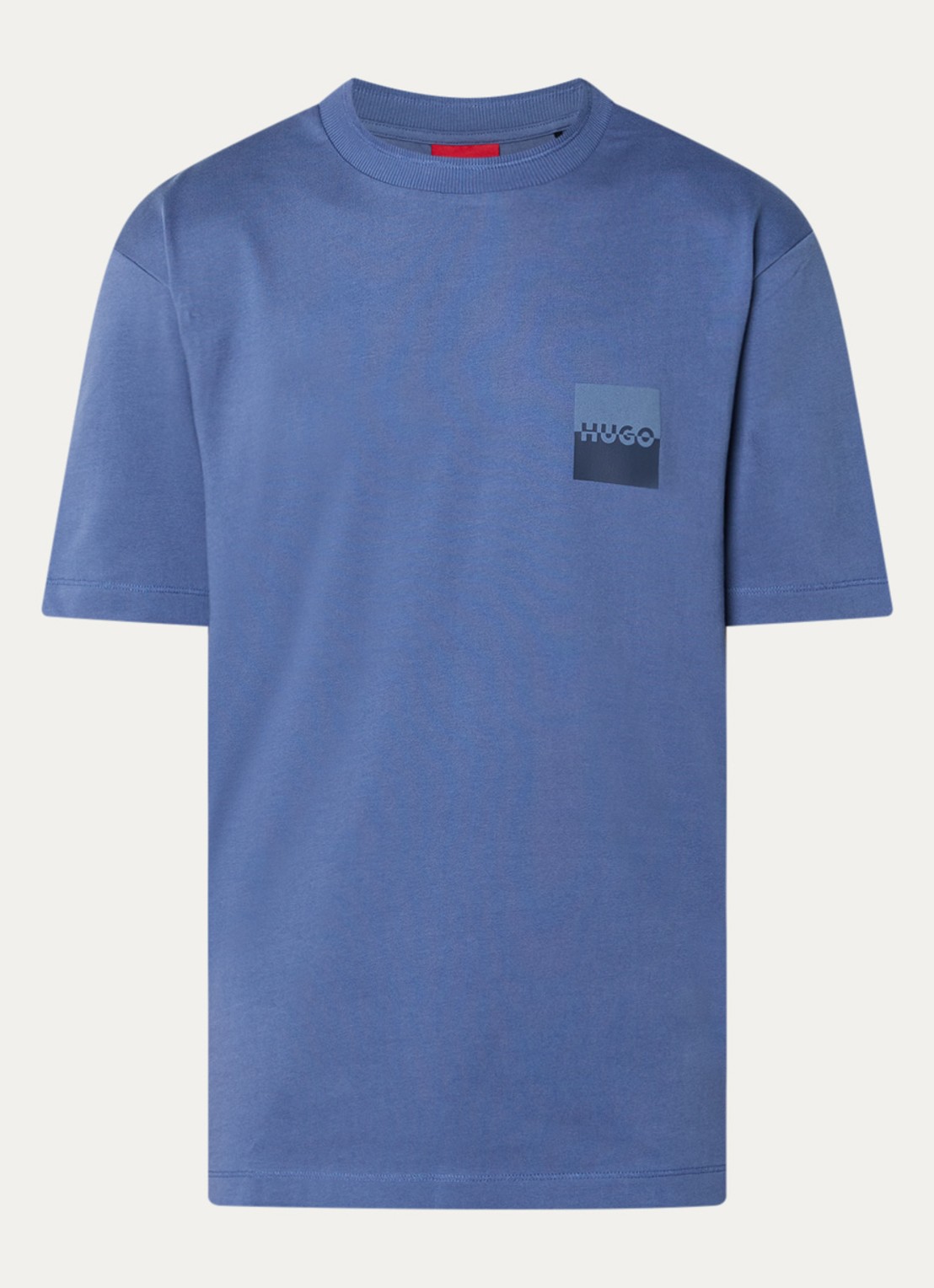 HUGO Dusplito T-shirt met logo- en backprint - voorkant 3 staalblauw