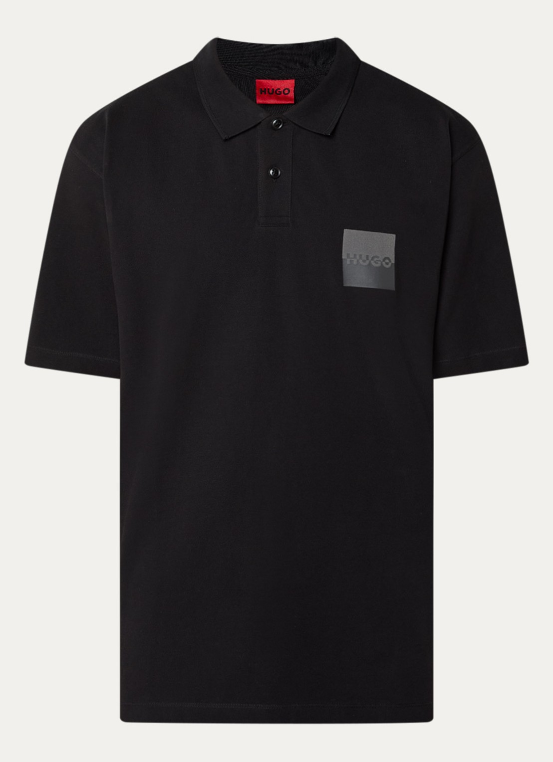 HUGO Dusplity regular fit polo van piqué katoen met logo - voorkant zwart