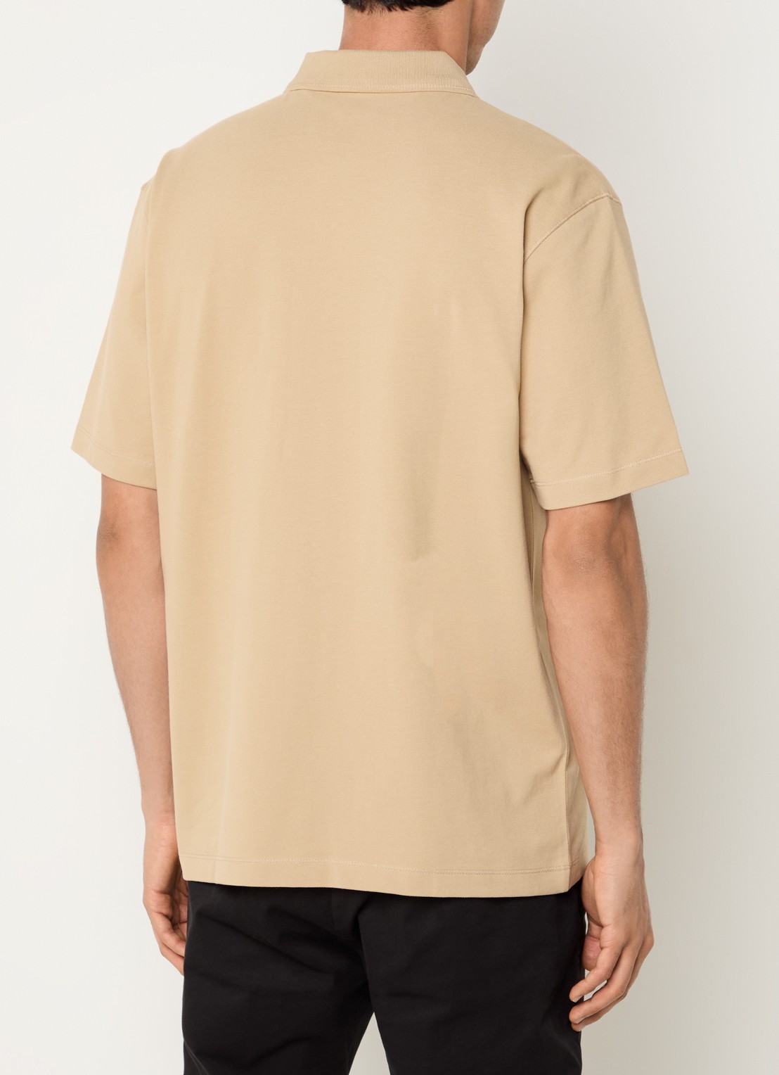 HUGO Dusplity regular fit polo van piqué katoen met logo - achterkant beige