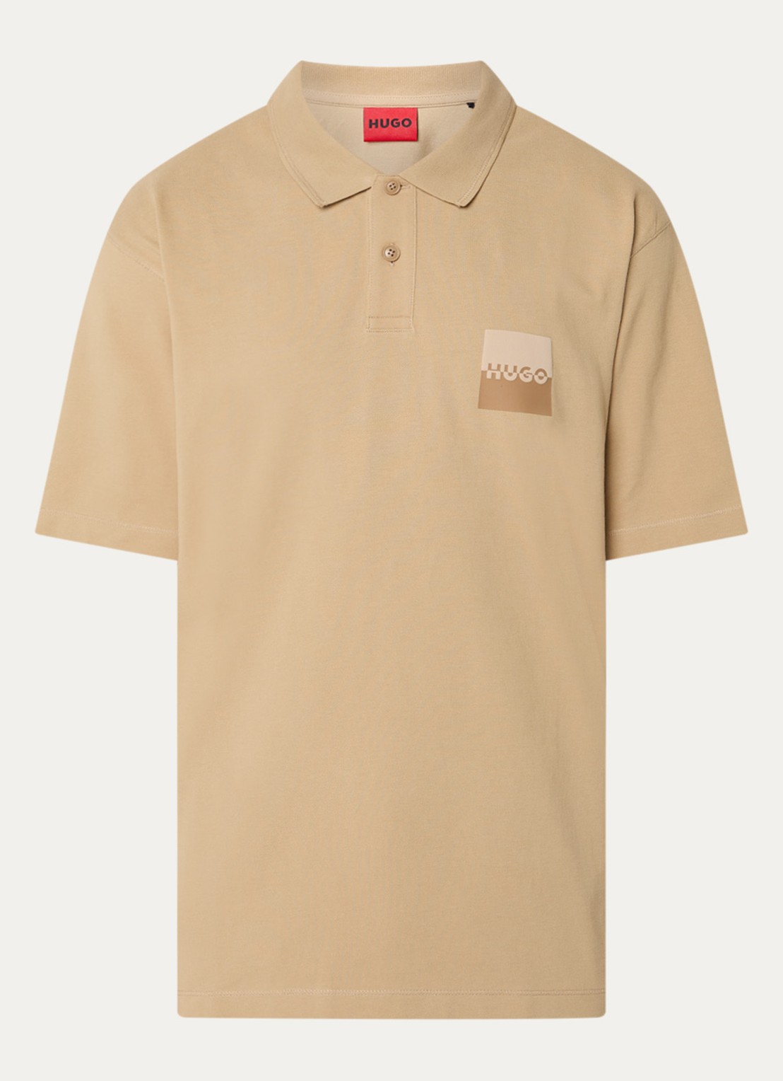 HUGO Dusplity regular fit polo van piqué katoen met logo - voorkant 2 beige