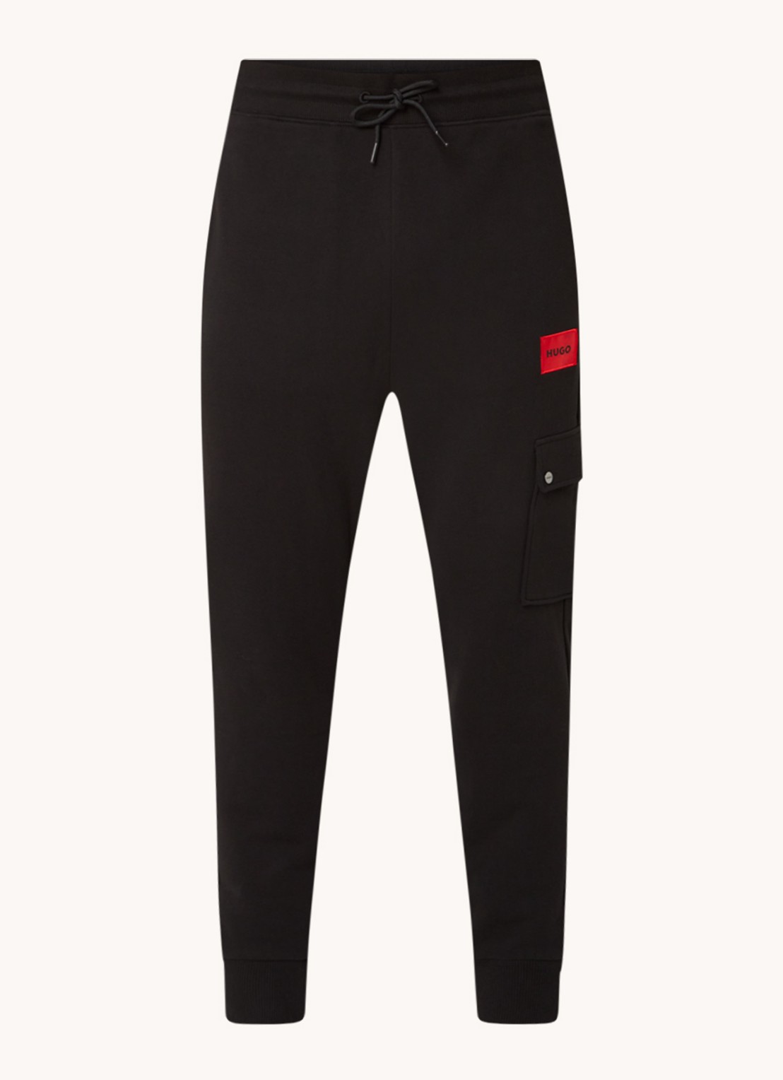 HUGO Dwellrom slim fit joggingbroek met klepzak - voorkant zwart