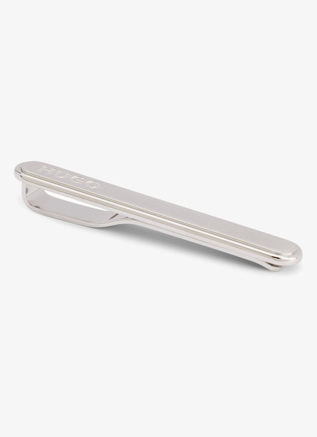 HUGO E-Classic dasspeld met logo - voorkant zilver