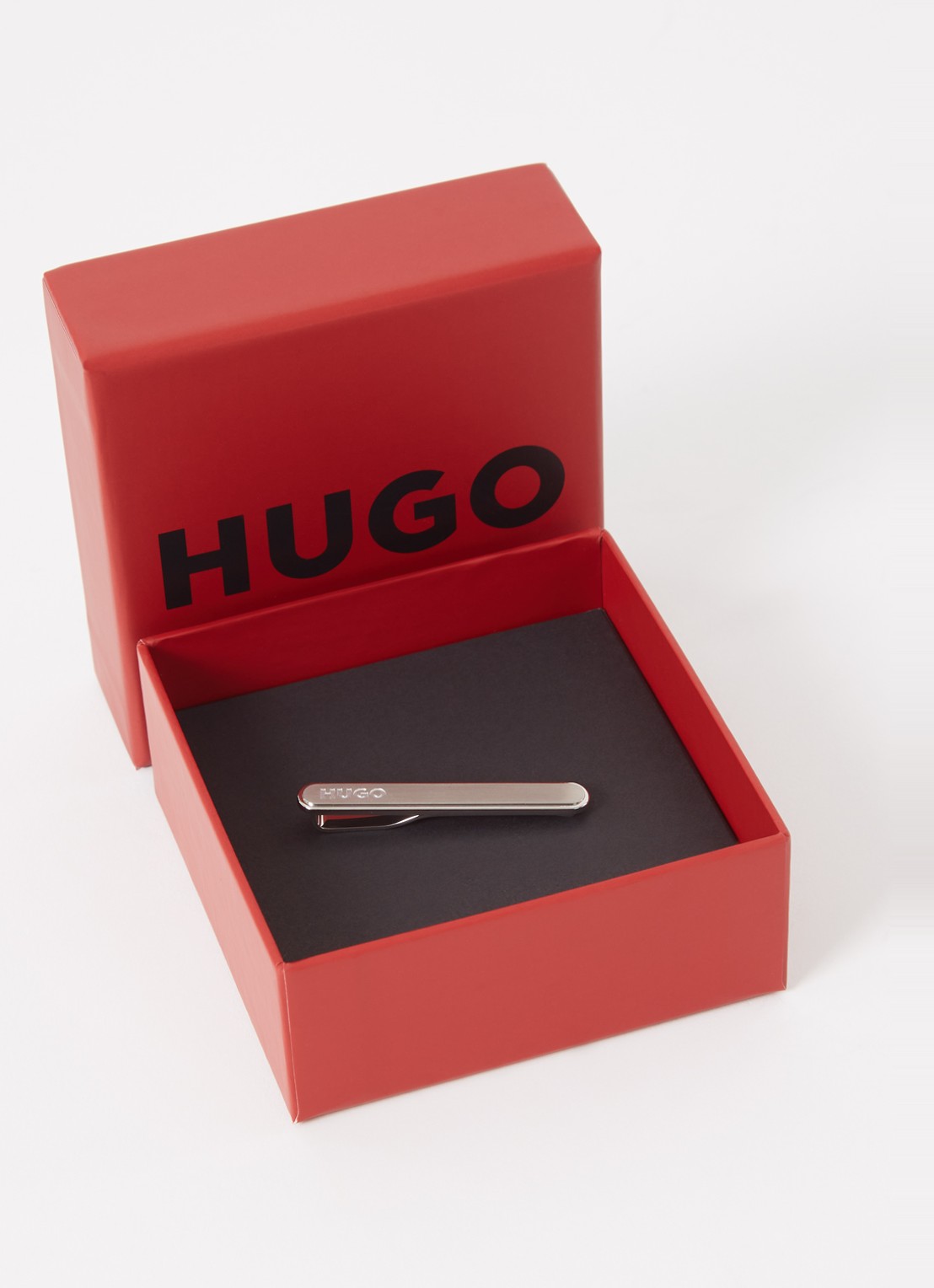 HUGO E-Classic dasspeld met logo - voorkant 2 zilver