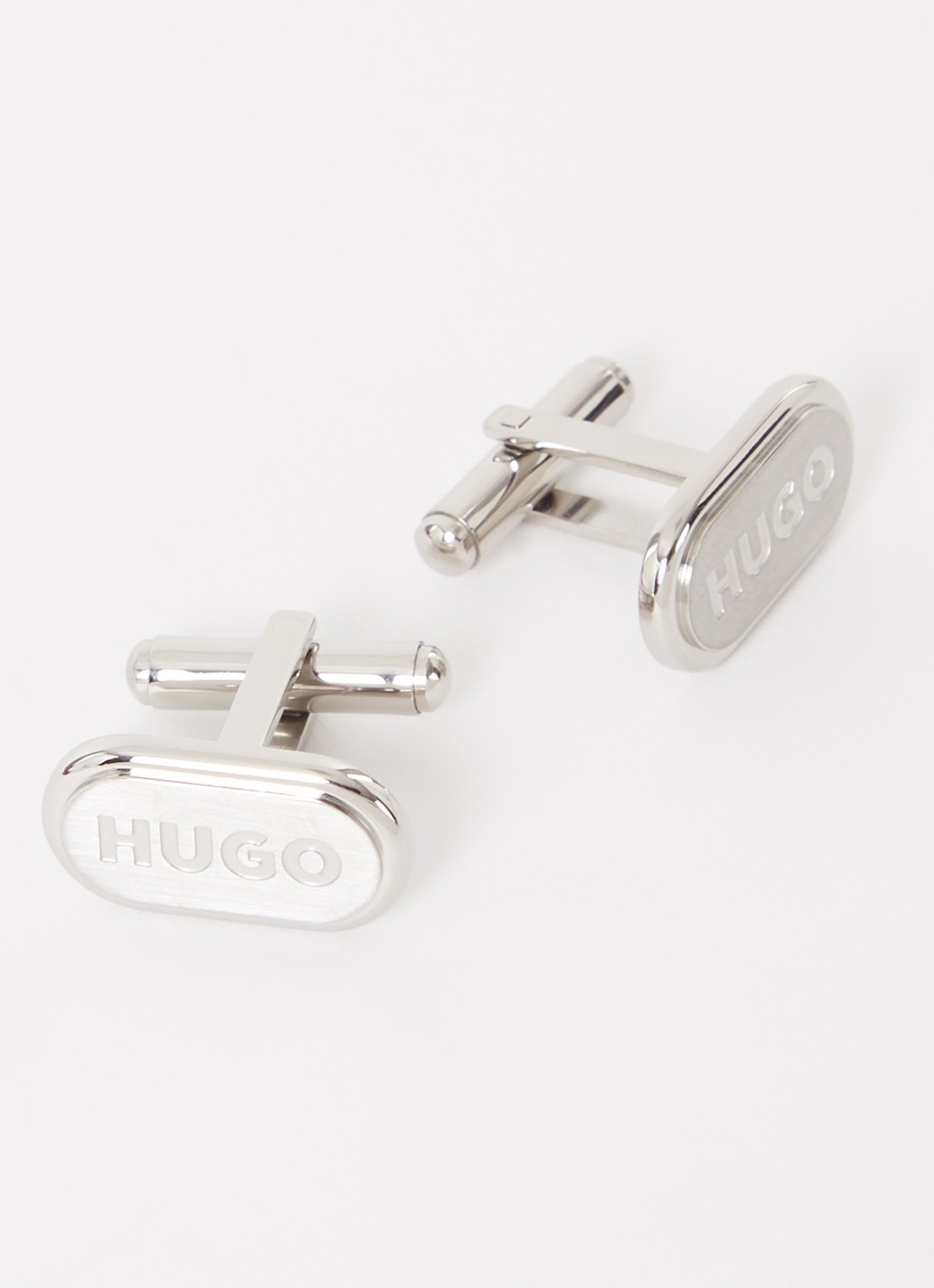 HUGO E-Classic manchetknopen met logo - detail 3 zilver