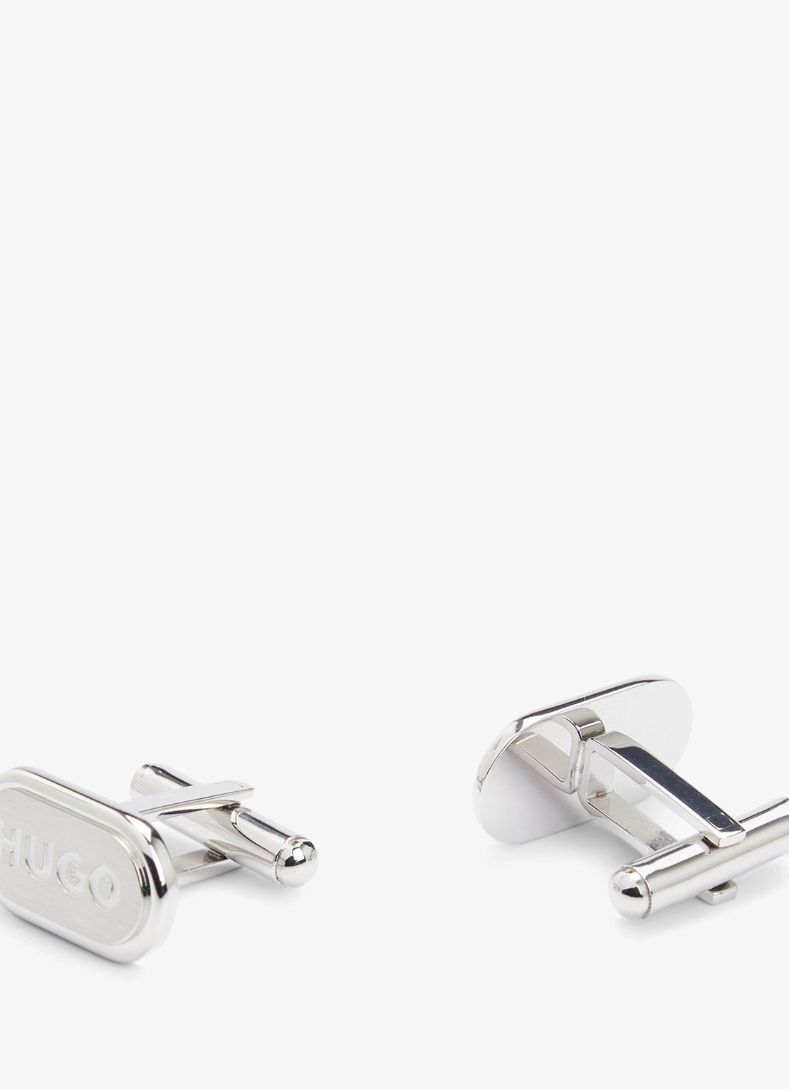 HUGO E-Classic manchetknopen met logo - voorkant zilver