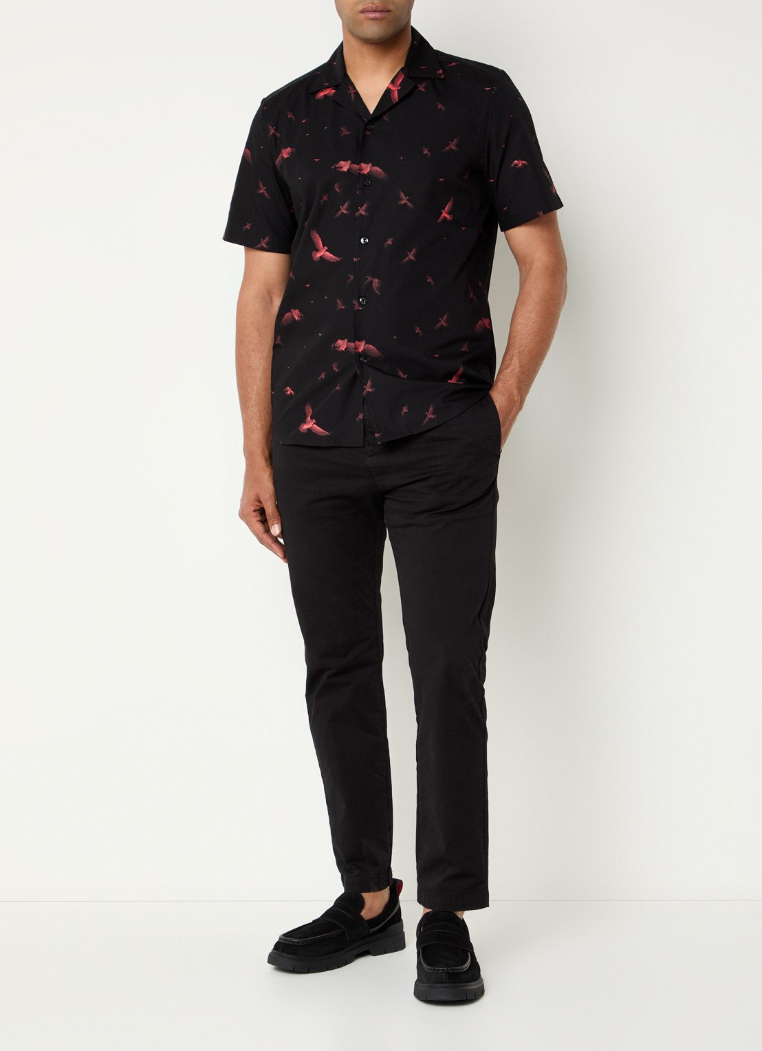 HUGO Ellino regular fit overhemd met print - voorkant 4 zwart