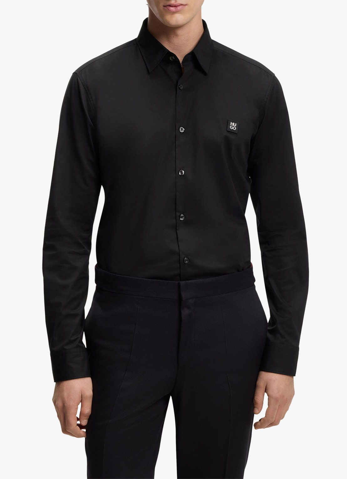 HUGO Ermo regular fit overhemd met logo - detail 4 zwart