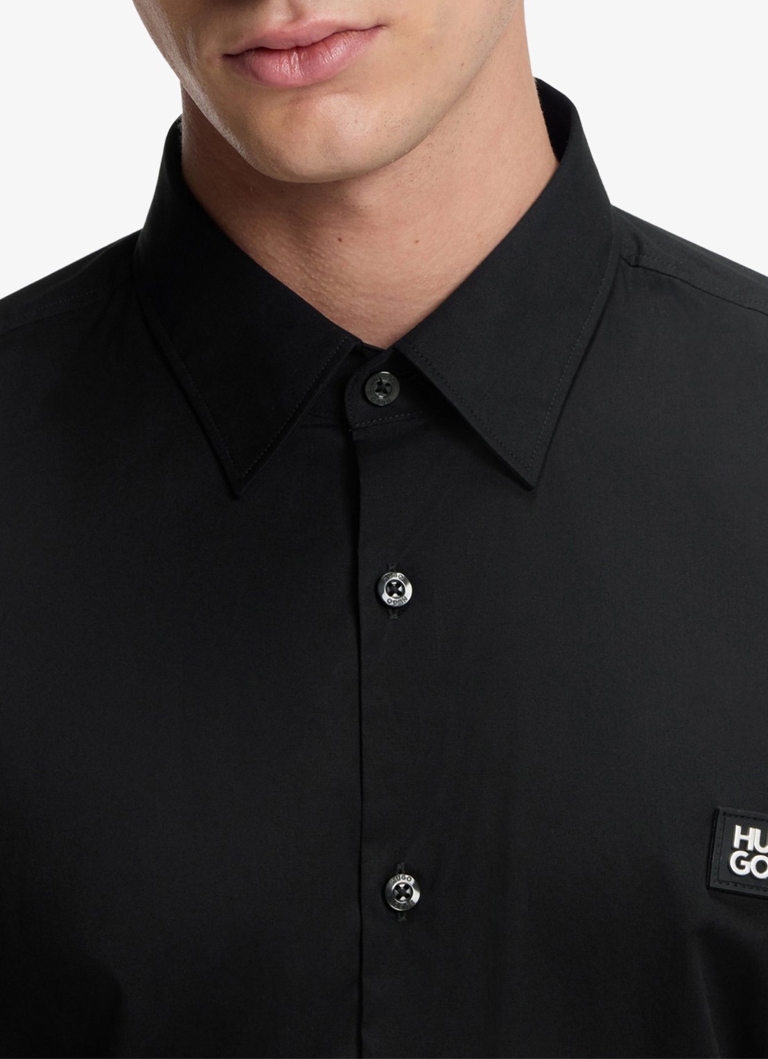 HUGO Ermo regular fit overhemd met logo - detail 6 zwart