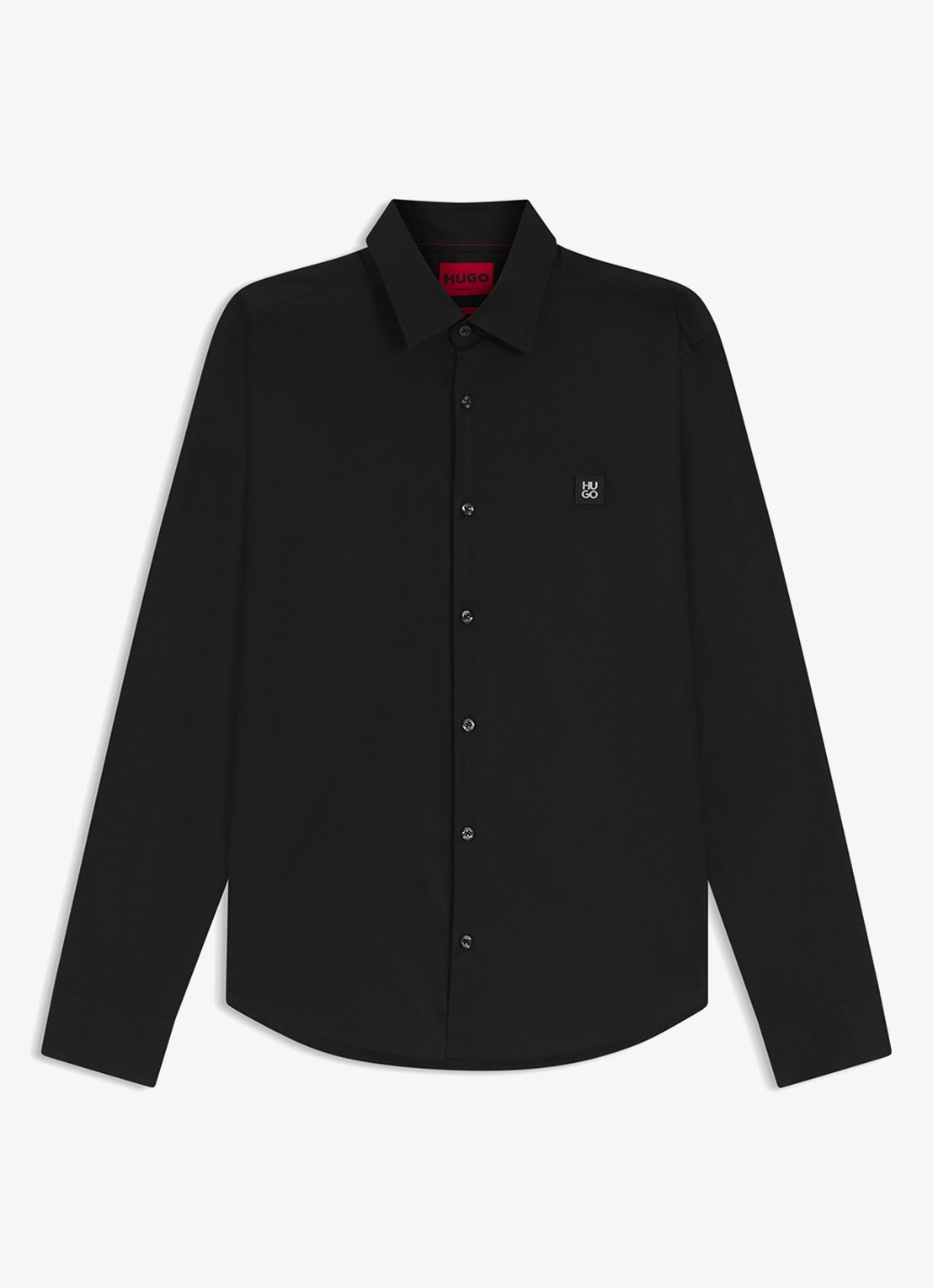 HUGO Ermo regular fit overhemd met logo - voorkant zwart