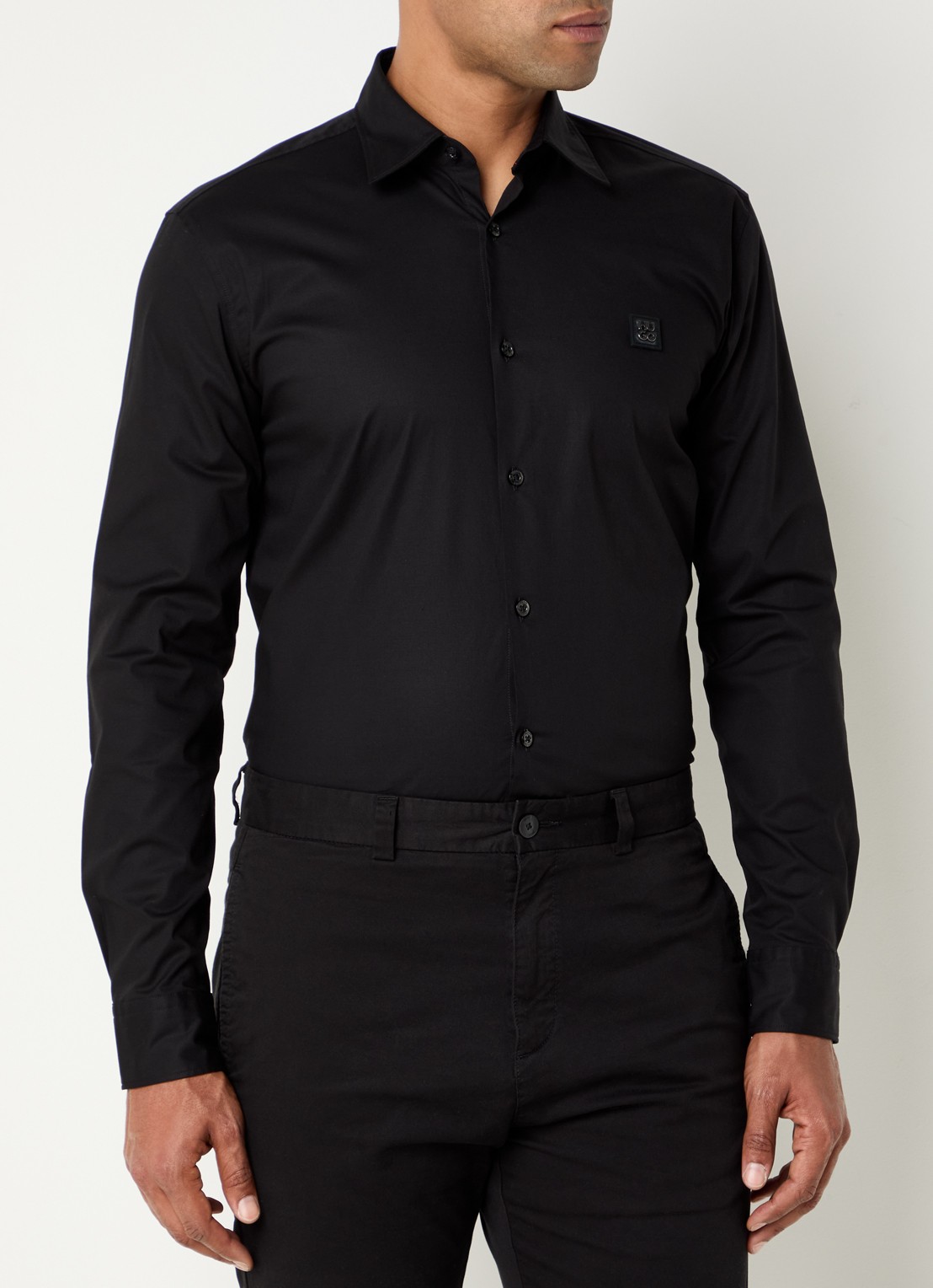 HUGO Ermo regular fit overhemd met logo - detail 7 zwart