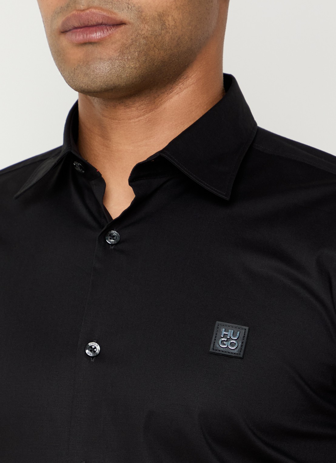 HUGO Ermo regular fit overhemd met logo - detail 8 zwart
