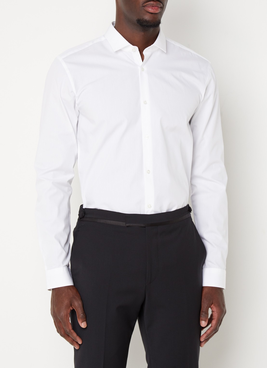 HUGO Erondo extra slim fit overhemd van katoen - detail 2 wit