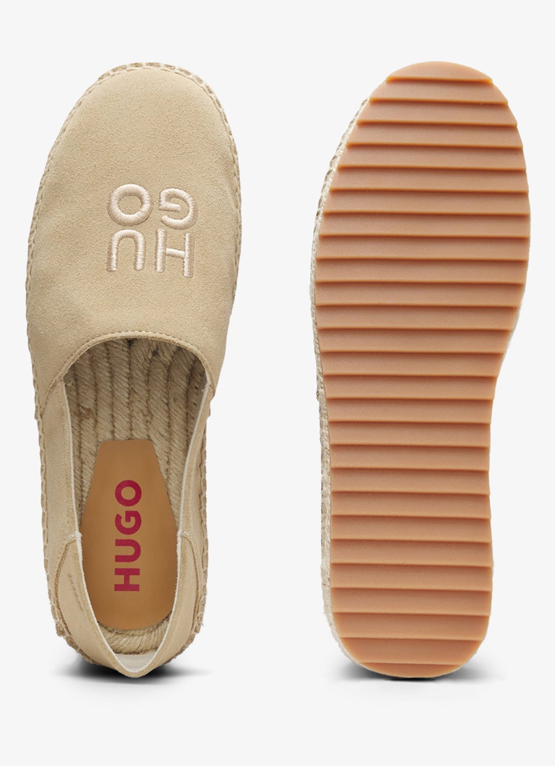 HUGO Espadrilles van suède met logo - achterkant 3 open beige-294 / beige