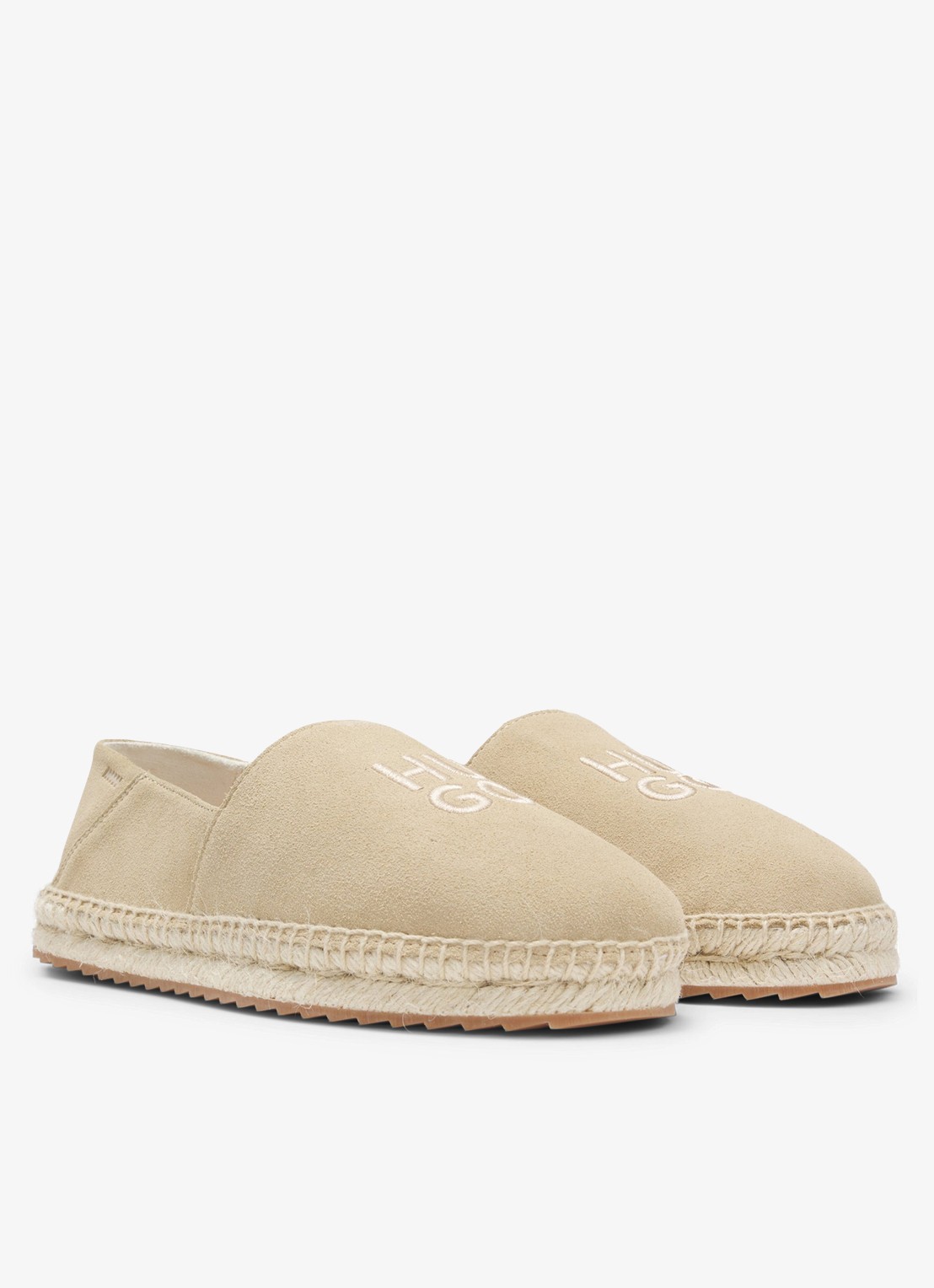 HUGO Espadrilles van suède met logo - voorkant 2 open beige-294 / beige