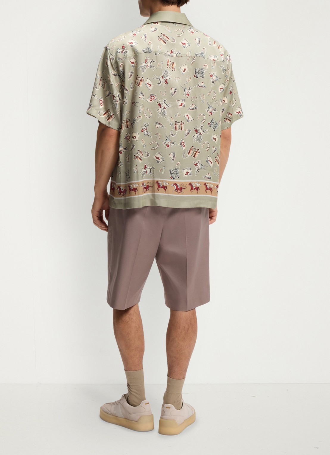 HUGO Espino oversized fit overhemd met grafische print - achterkant 3 light/pastel green-337 / groen