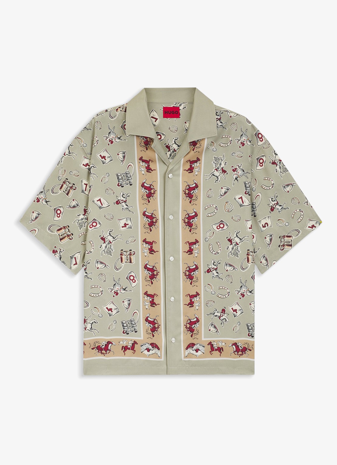 HUGO Espino oversized fit overhemd met grafische print - voorkant light/pastel green-337 / groen