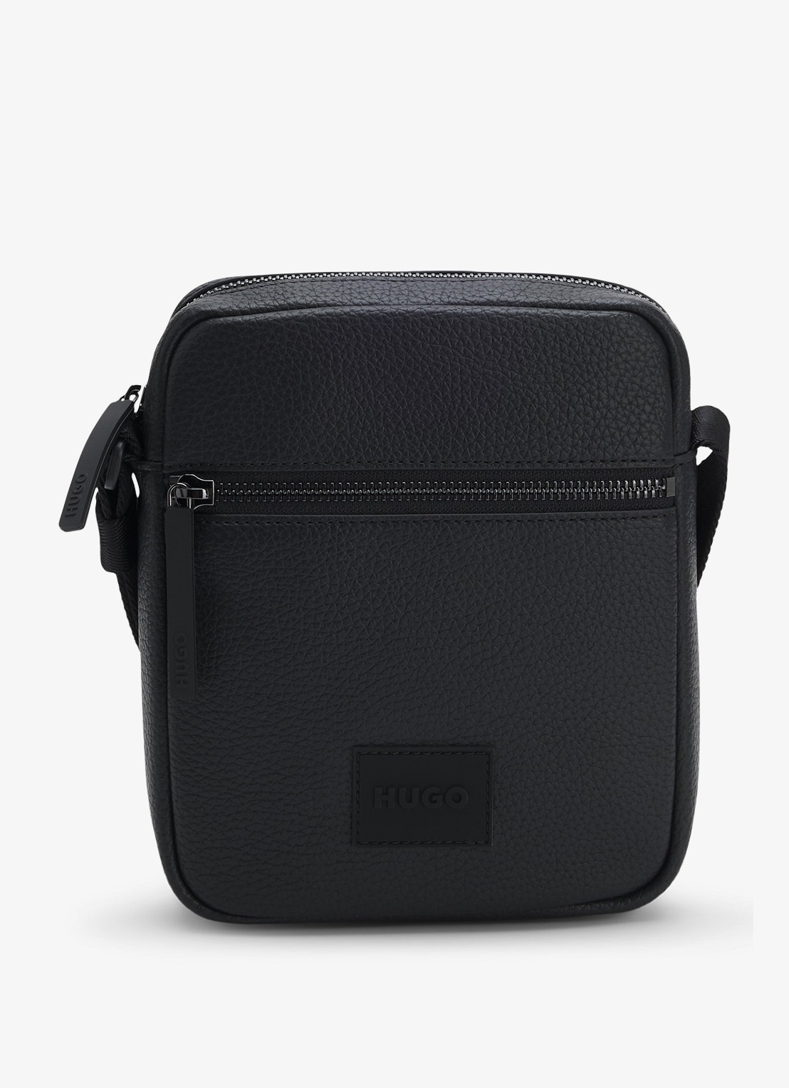 HUGO Ethon crossbodytas met logo en verstelbare schouderriem - voorkant 2 black-002 / zwart