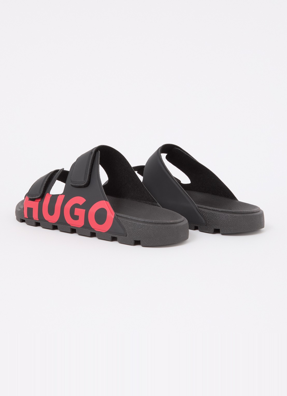 HUGO Evander slipper met logo - achterkant 3 black-002 / zwart