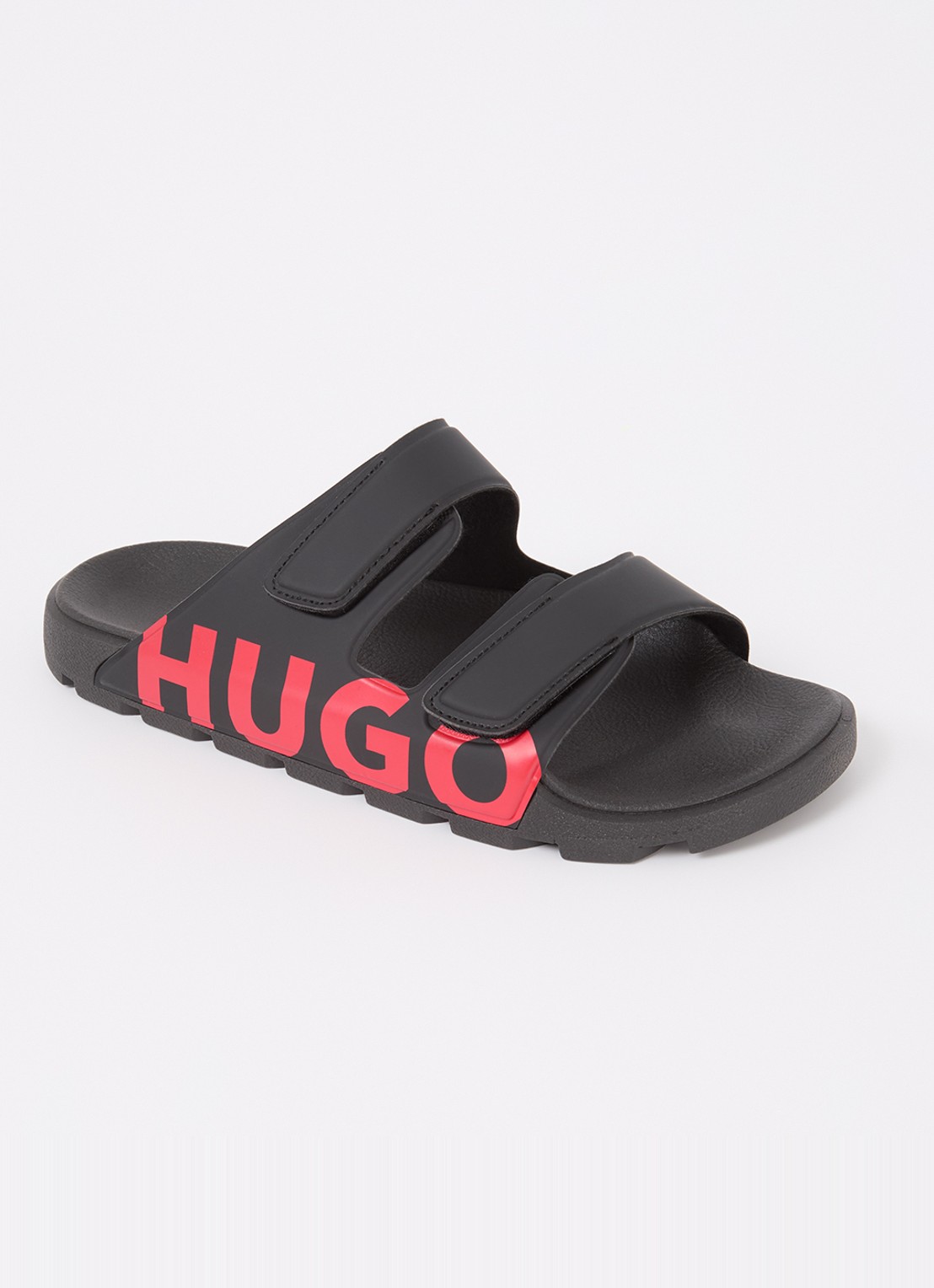 HUGO Evander slipper met logo - voorkant black-002 / zwart
