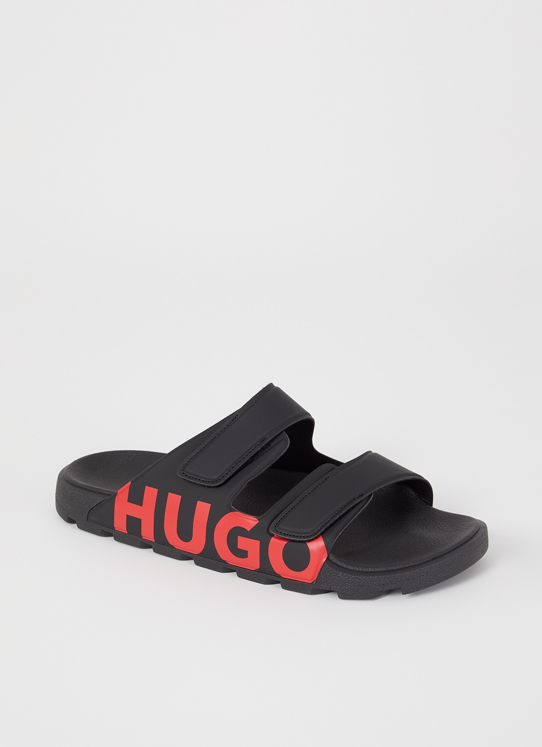 HUGO Evander slipper met logo - voorkant 2 black-002 / zwart