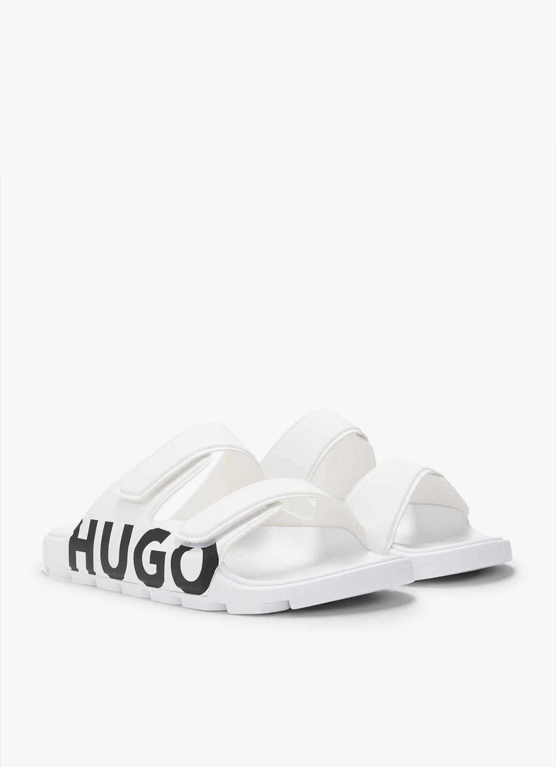 HUGO Evander slipper met logo - voorkant 2 white-100 / wit