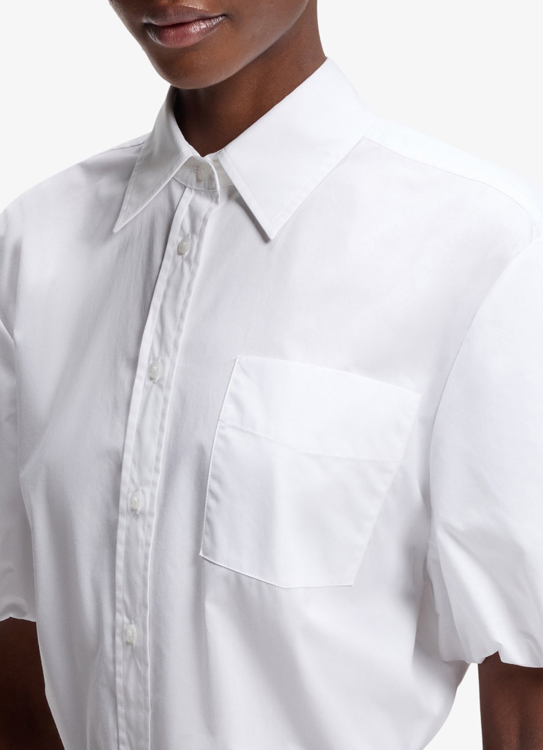 HUGO Evergreen blouse met borstzak - detail 5 white-100 / wit