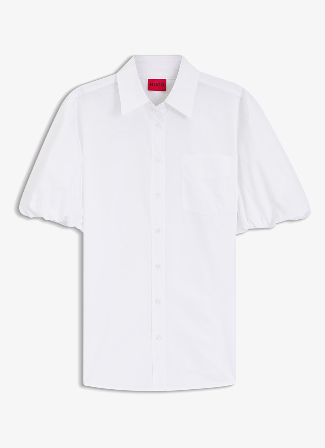 HUGO Evergreen blouse met borstzak - voorkant white-100 / wit