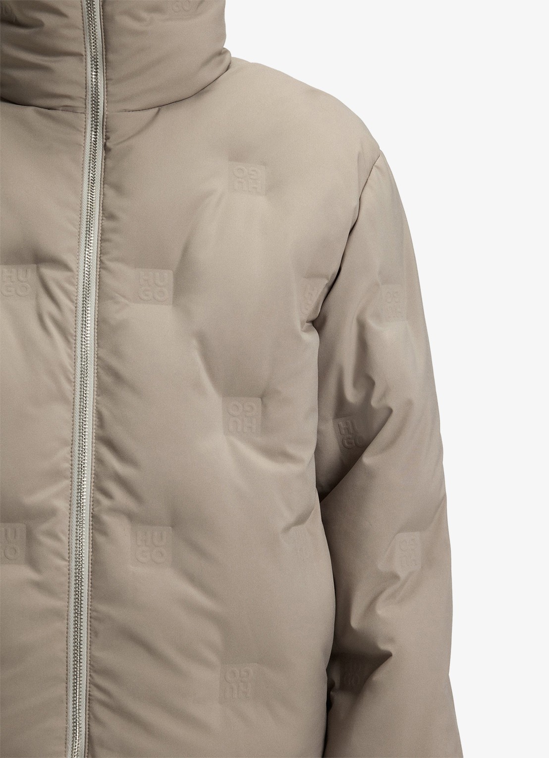 HUGO Farinella-3 puffer jack van waterafstotend materiaal  - detail 3 beige
