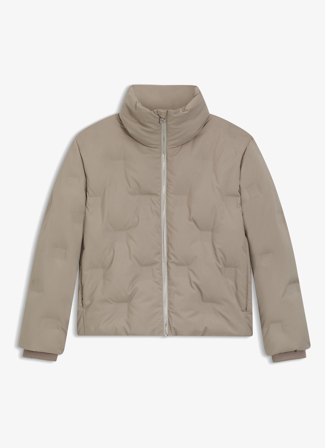 HUGO Farinella-3 puffer jack van waterafstotend materiaal  - voorkant 4 beige