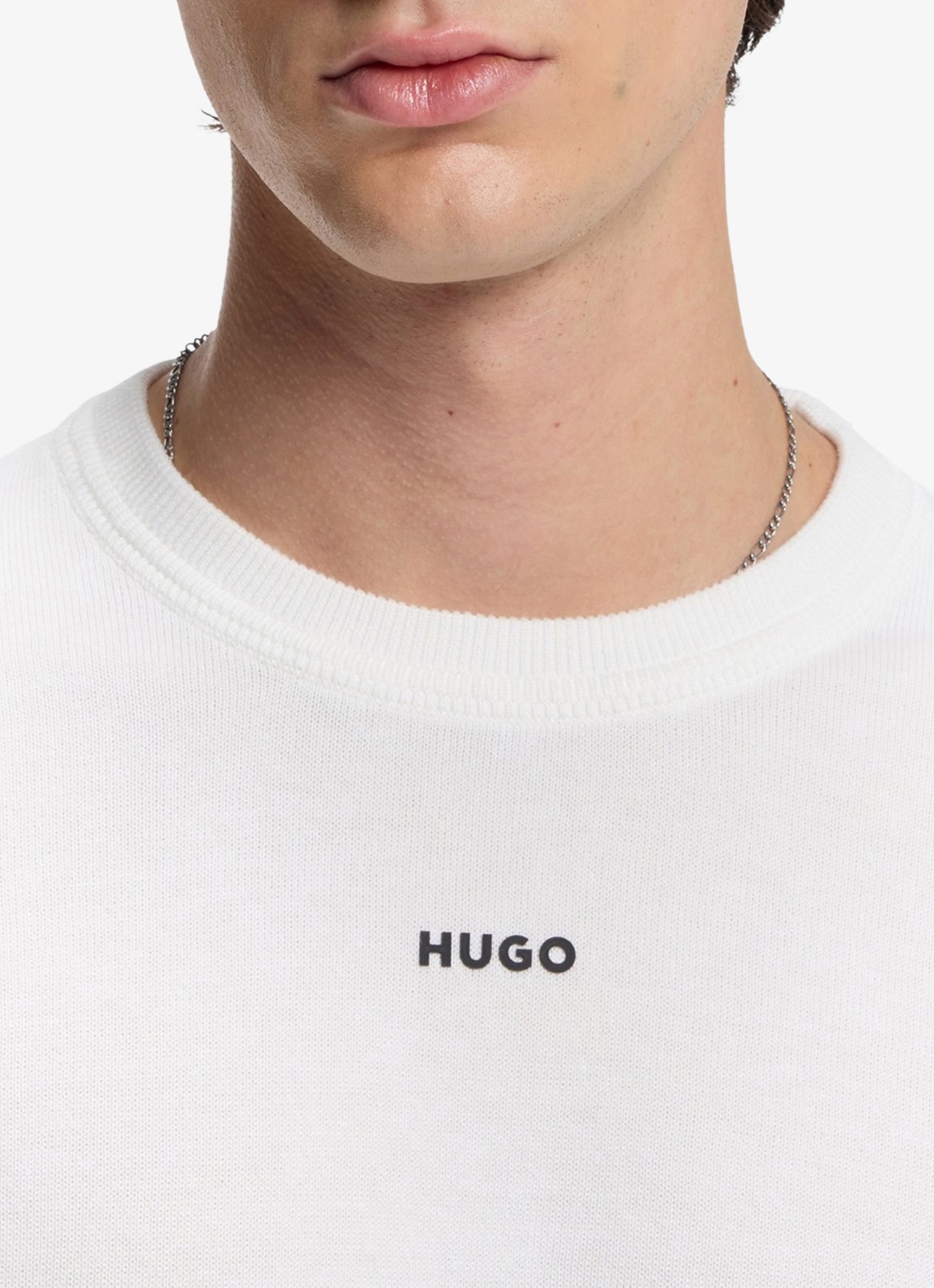 HUGO Fijngebreide trui met logo - detail 5 creme