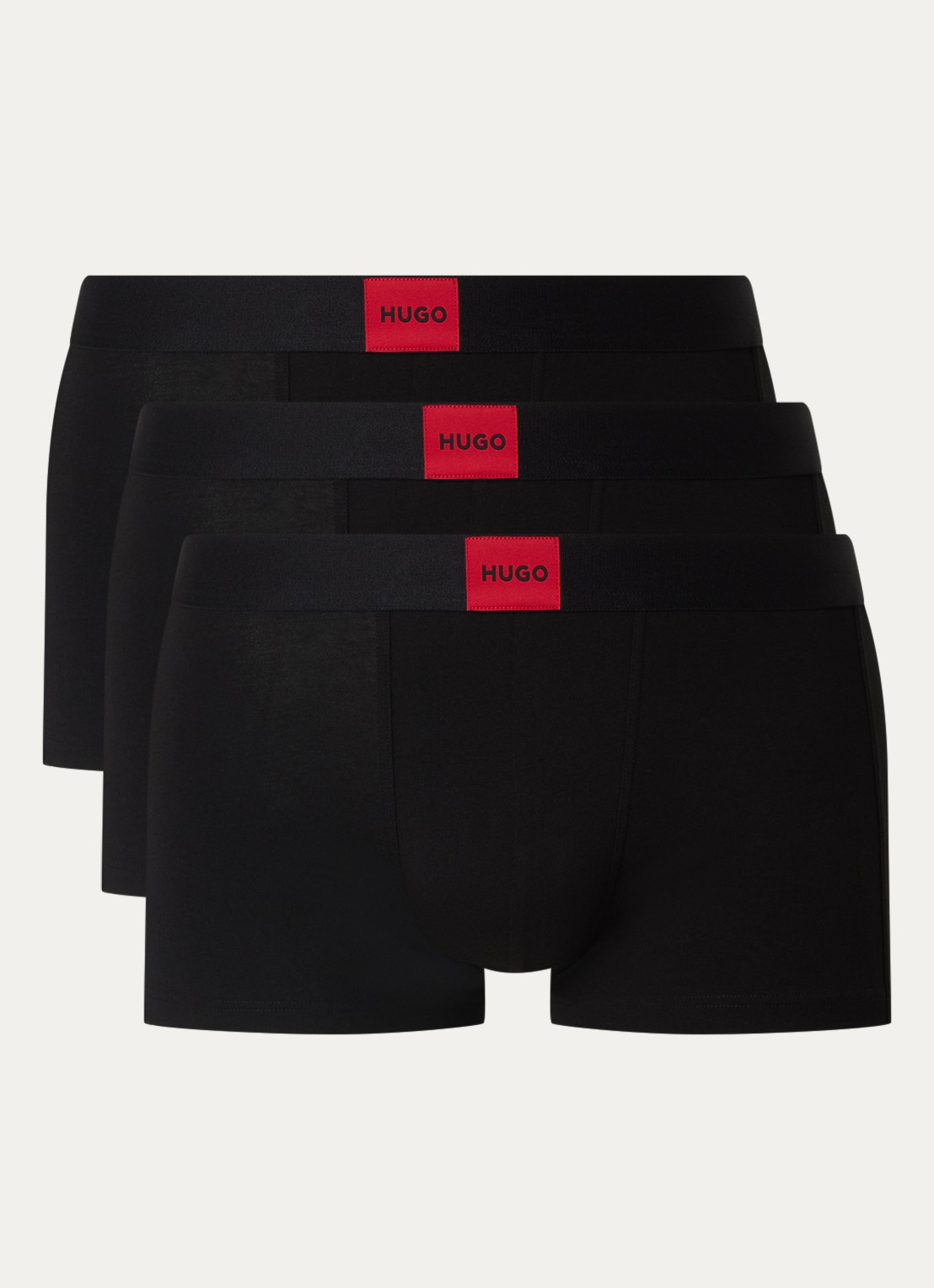 HUGO Galaxy boxershorts met logoband in 3-pack - voorkant 2 zwart
