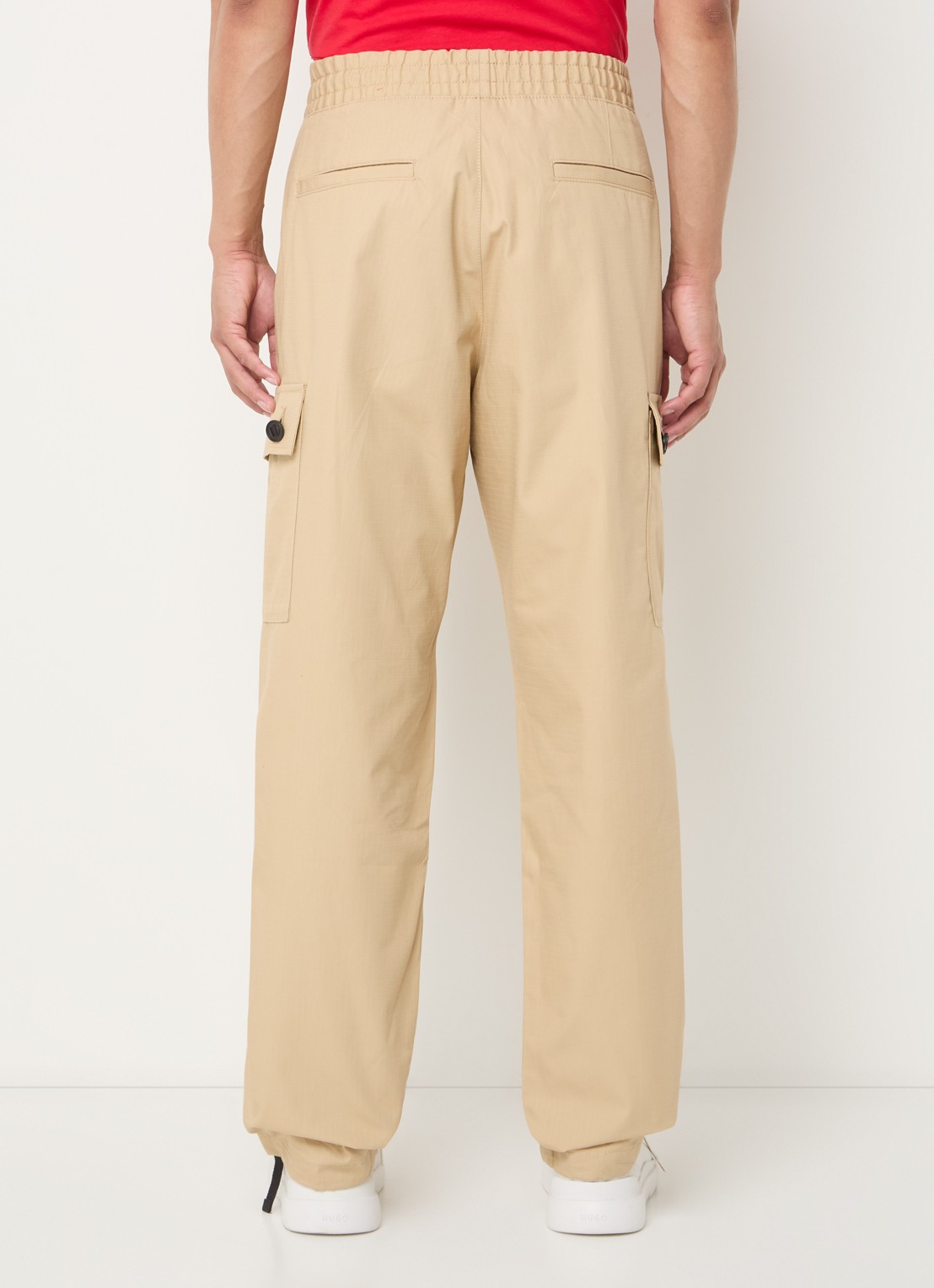 HUGO Garlo233 tapered fit cargobroek met logo - achterkant 5 beige