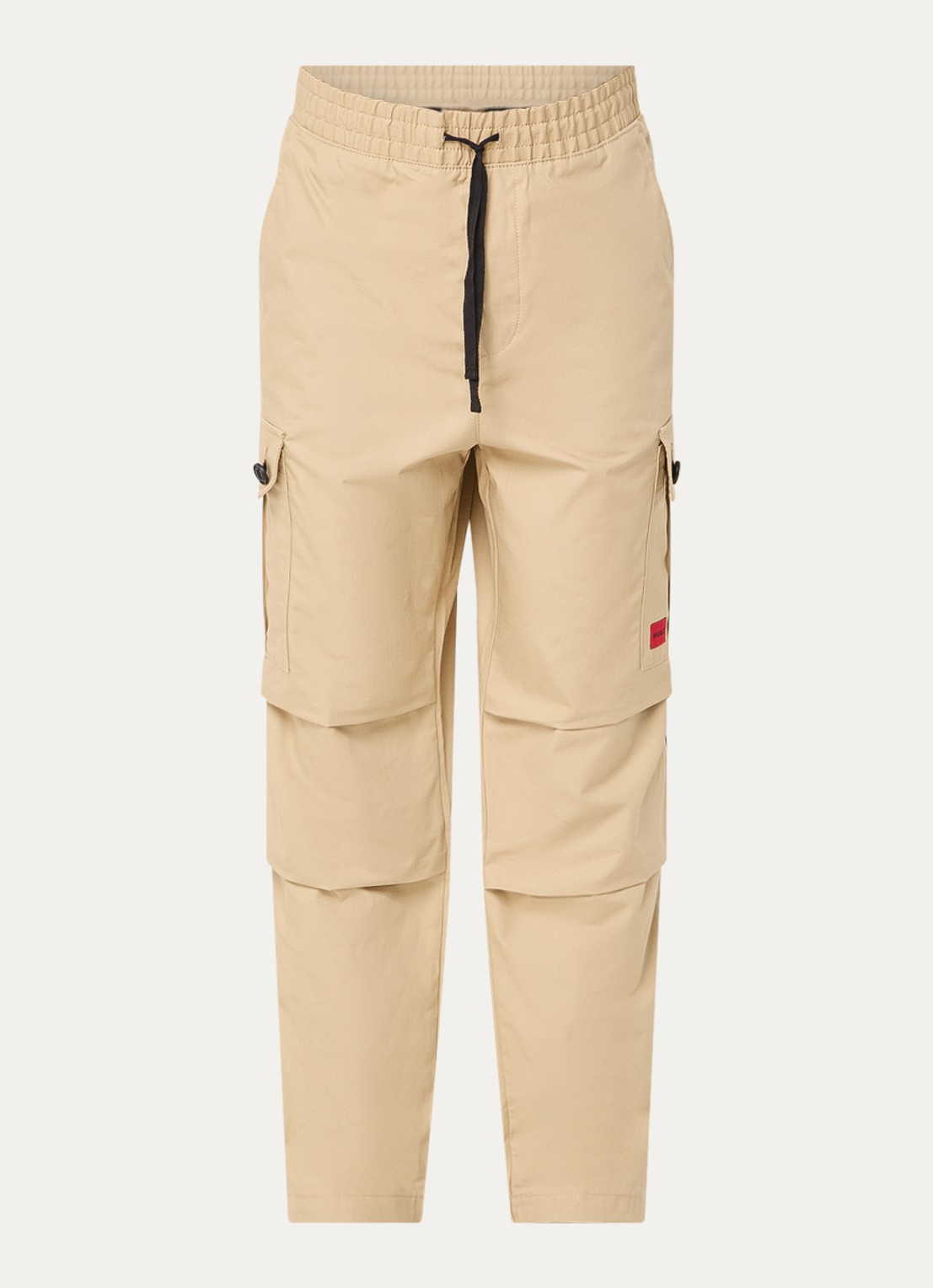 HUGO Garlo233 tapered fit cargobroek met logo - voorkant 3 beige