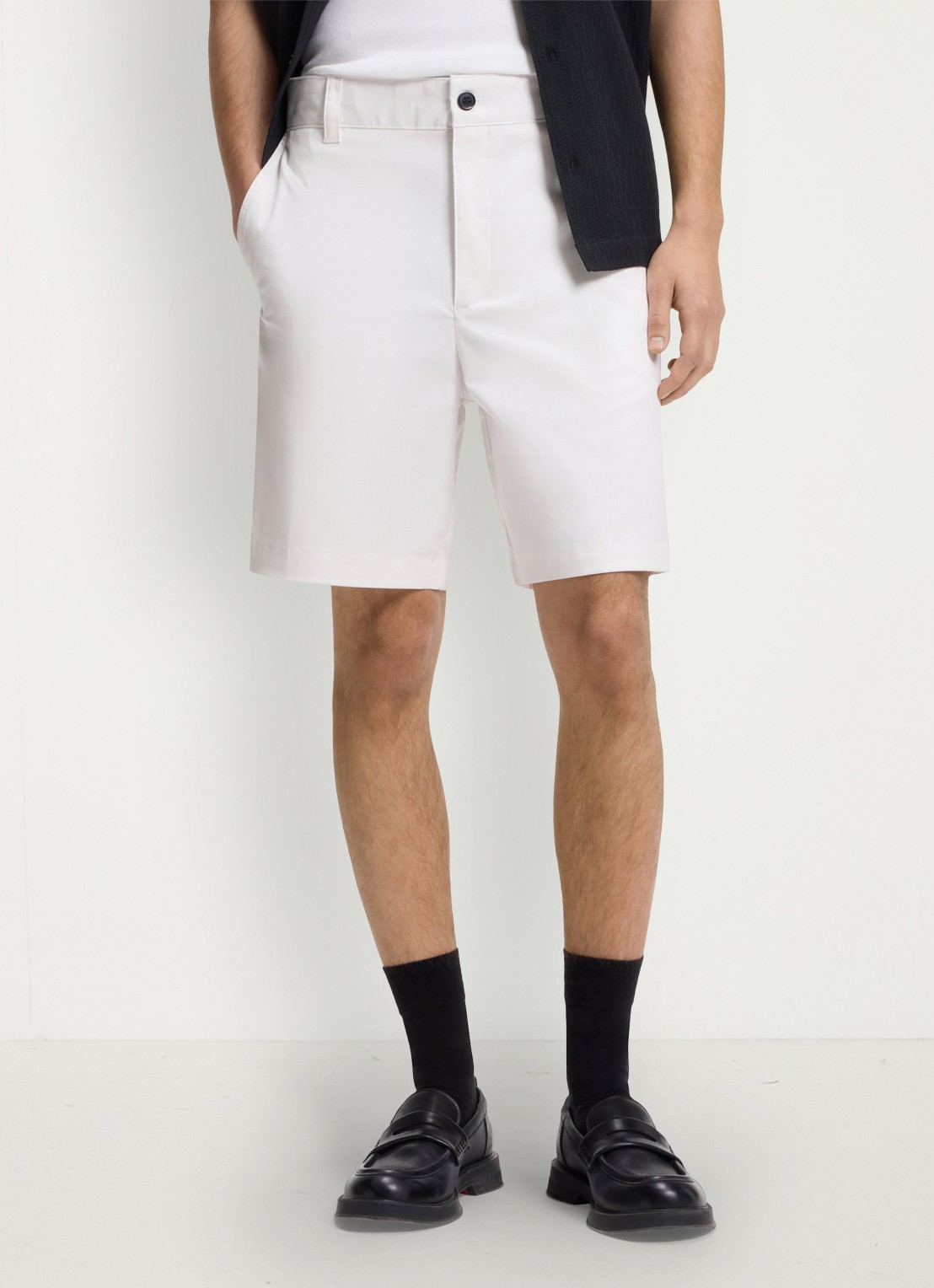 HUGO Genar261S slim fit korte broek met stretch - detail natural-102 / wit