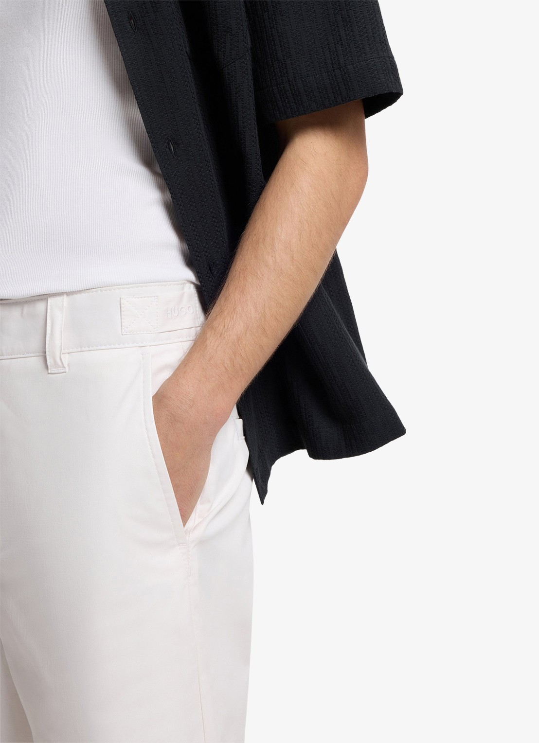 HUGO Genar261S slim fit korte broek met stretch - detail 2 natural-102 / wit