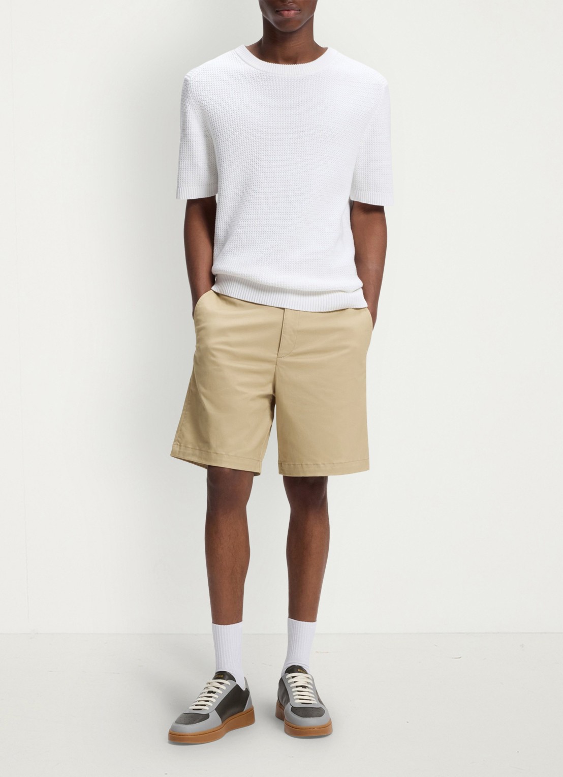 HUGO Genar261S slim fit korte broek met stretch - voorkant 3 medium beige-269 / beige