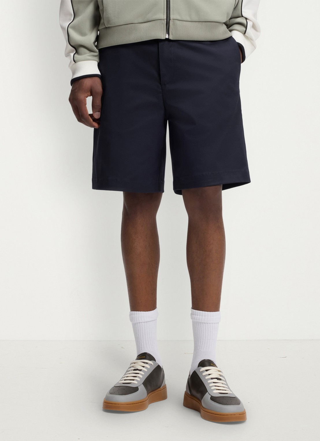 HUGO Genar261S slim fit korte broek met stretch - detail 4 dark blue-405 / blauw