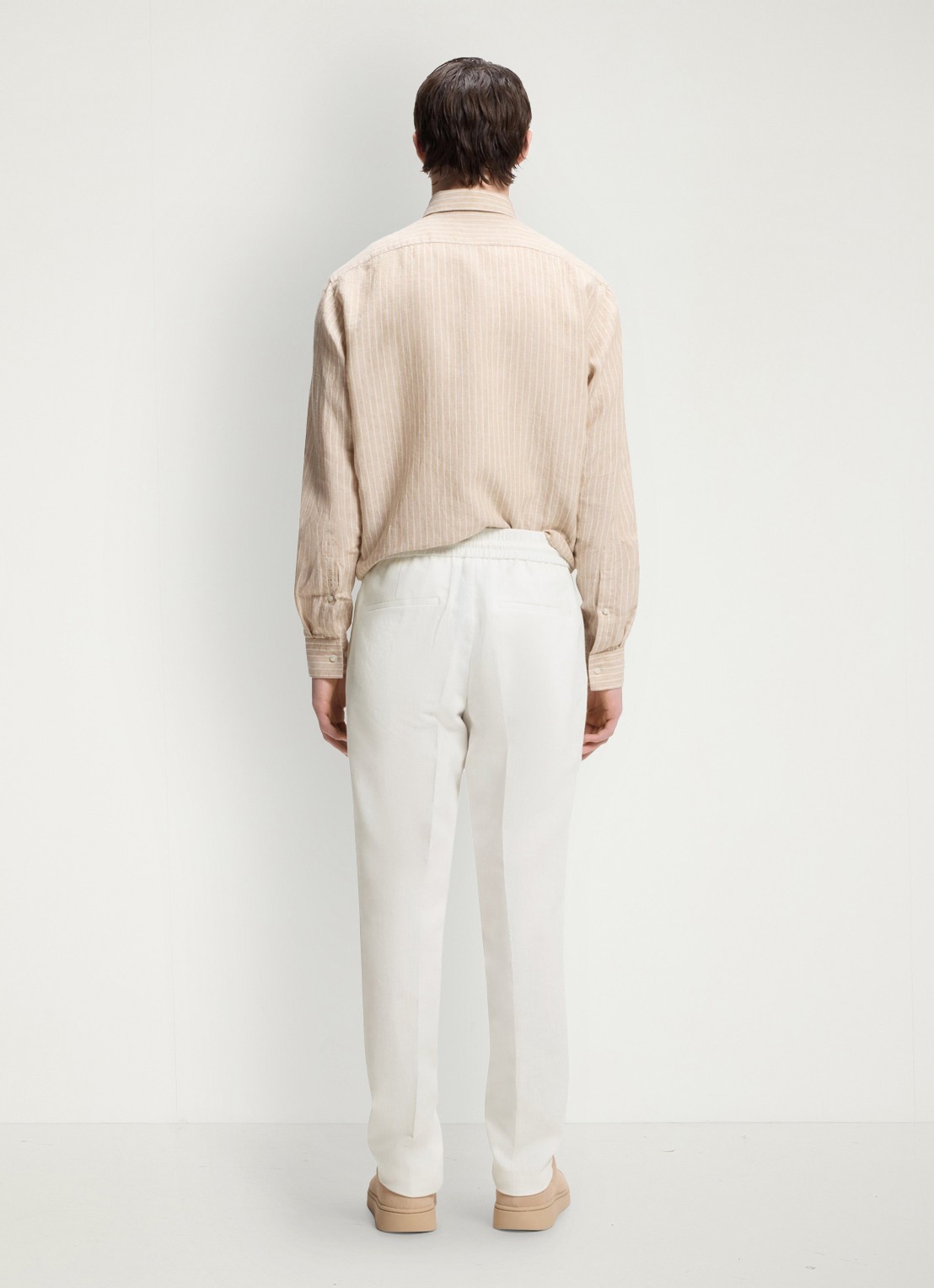 HUGO Getlin251F3 tapered fit pantalon in katoenblend - achterkant 3 natural-102 / wit