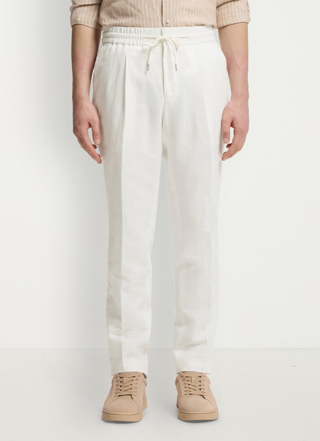 HUGO Getlin251F3 tapered fit pantalon in katoenblend - detail 4 natural-102 / wit