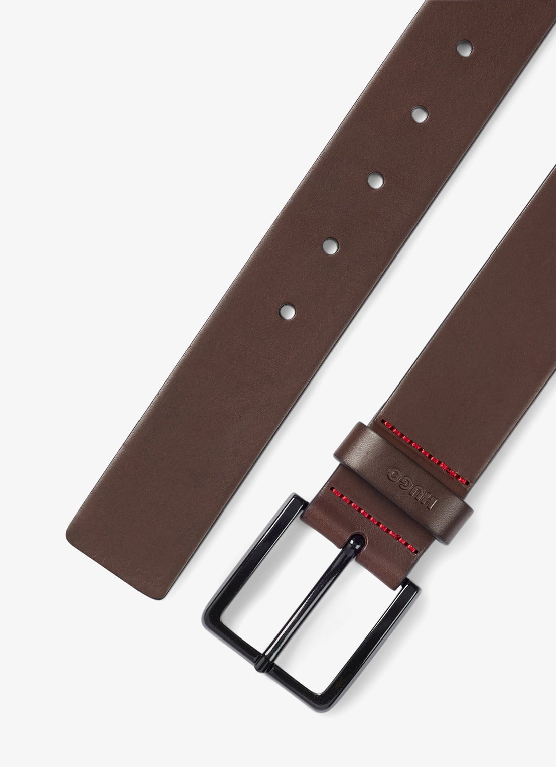 HUGO Gionio riem van leer  - detail 3 donkerbruin