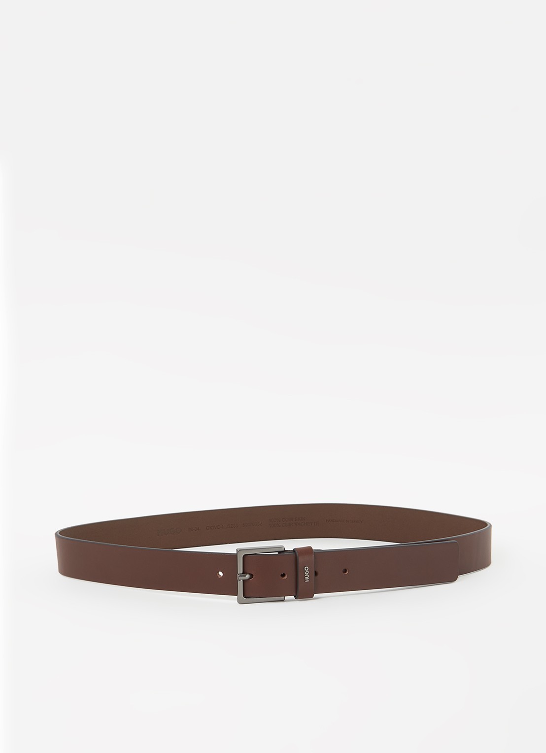 HUGO Giove riem van leer - voorkant donkerbruin