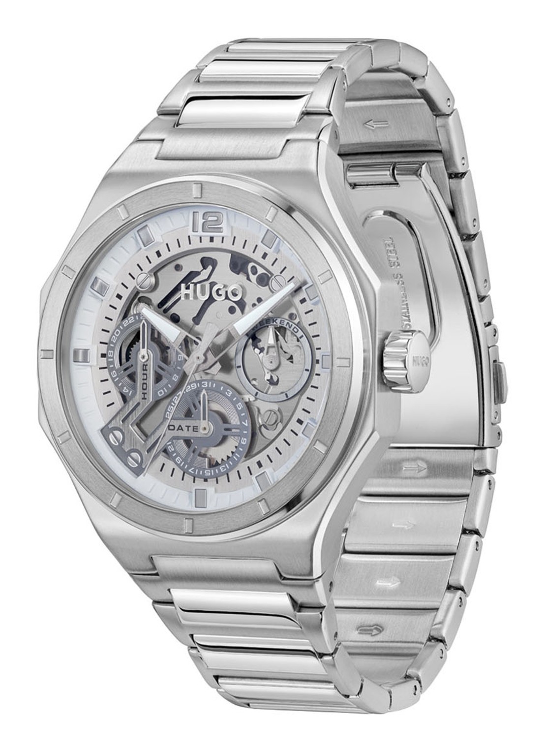 HUGO #Grail Skeleton horloge HU1530377 - detail zilver