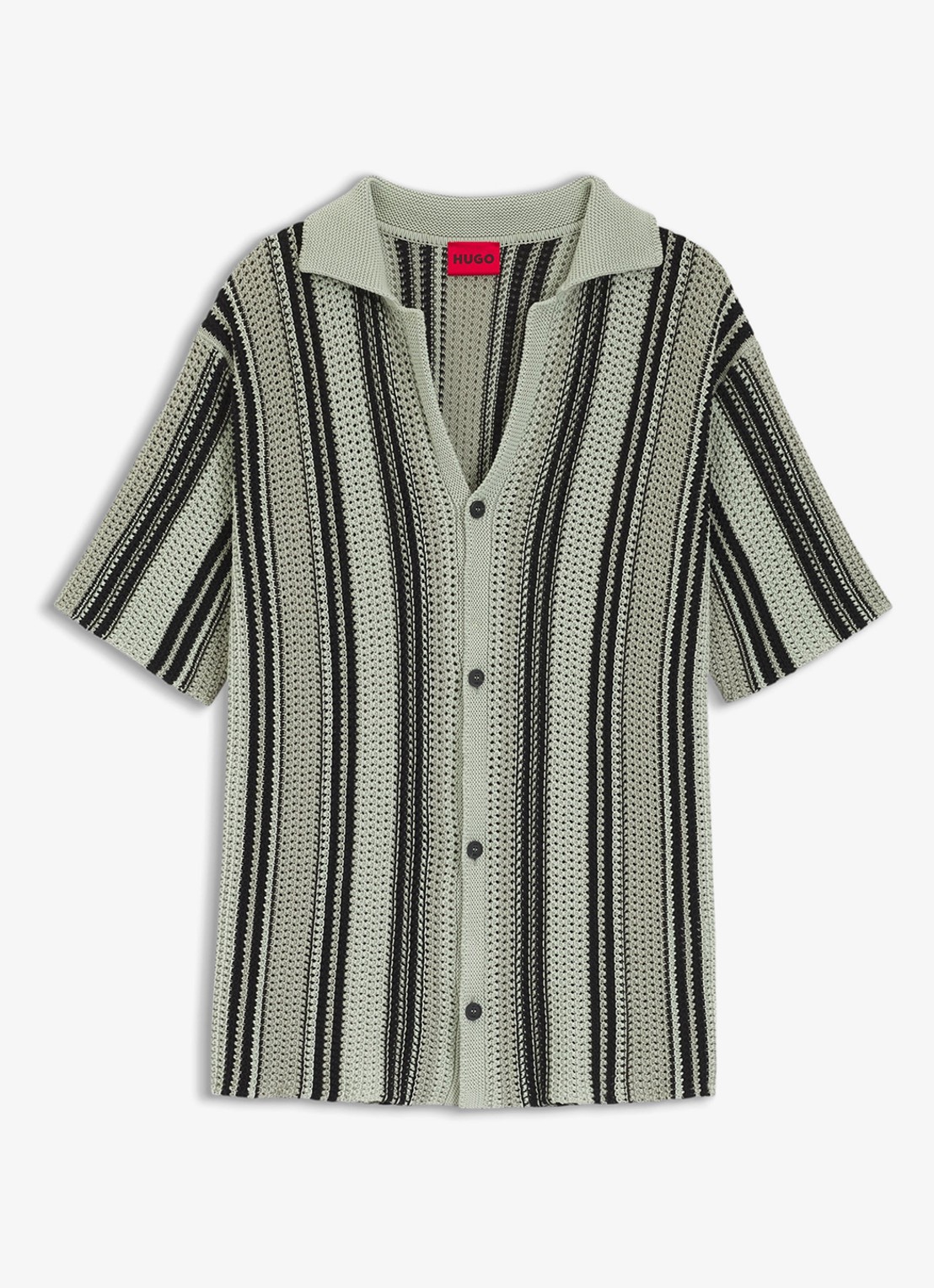 HUGO Grofgebreid vest met streepprint - voorkant light/pastel green-331 / groen
