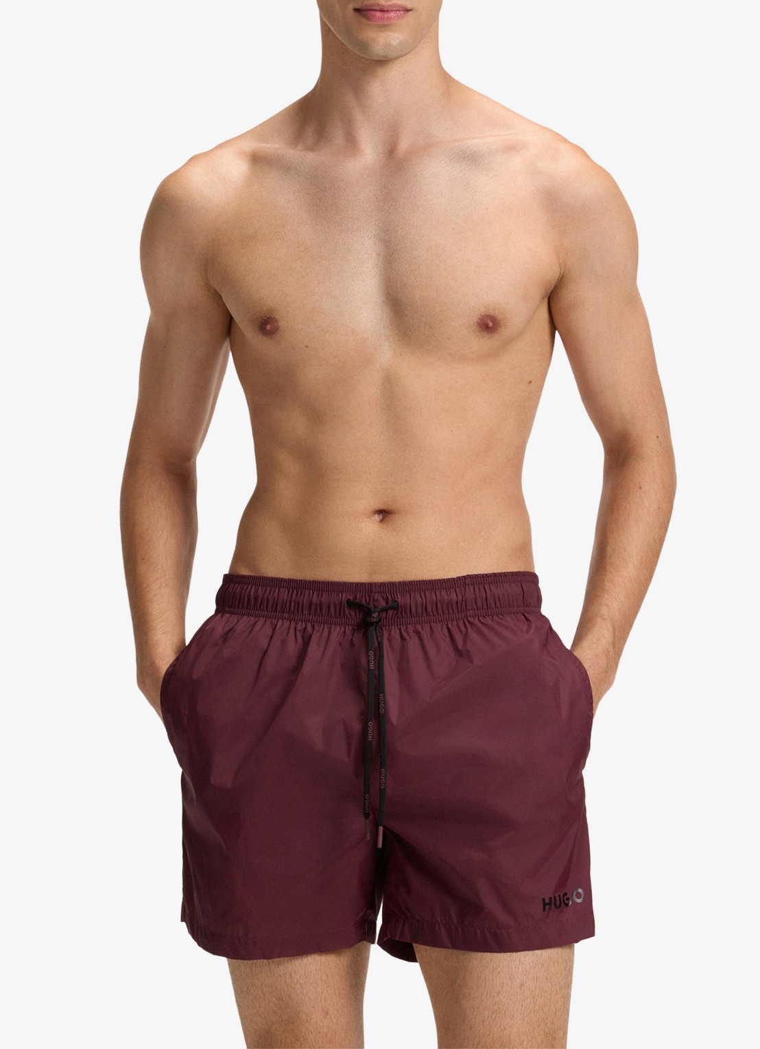 HUGO Haiti zwemshorts met logo  - detail dark red-602 / rood
