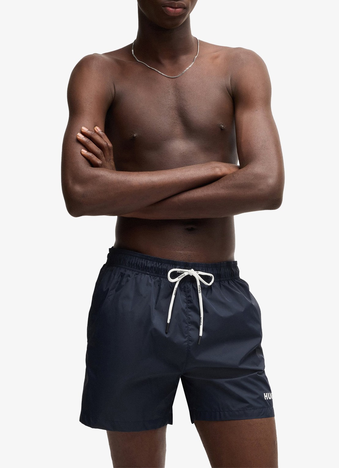 HUGO Haiti zwemshorts met logo  - voorkant 3 dark blue-405 / blauw