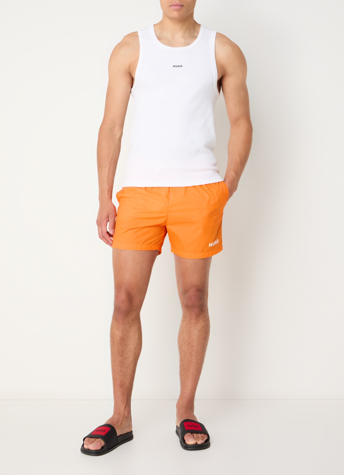 HUGO Haiti zwemshorts met logo  - voorkant 4 bright orange-820 / oranje