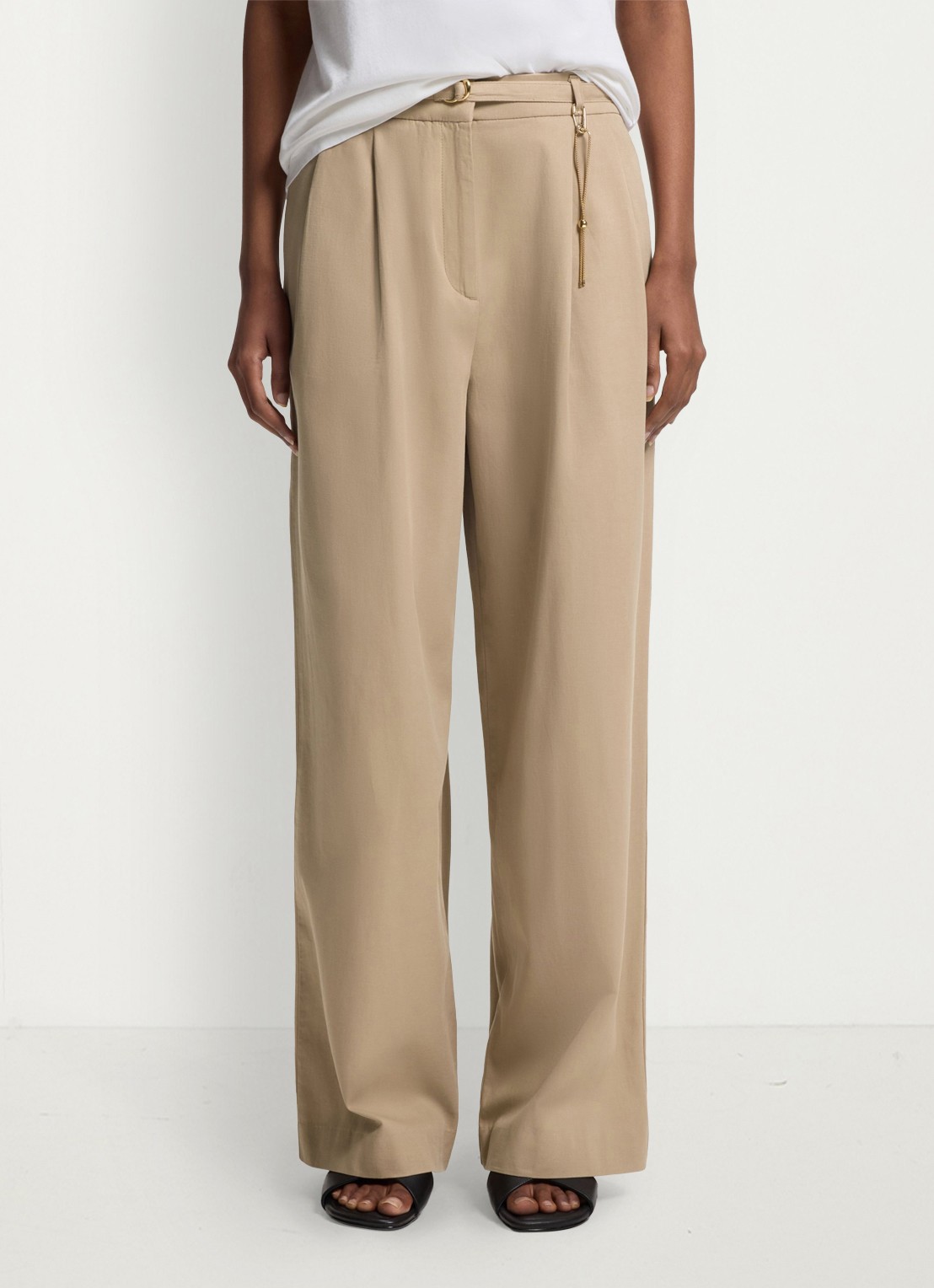HUGO Henesa high waist straight fit pantalon met steekzakken - detail 4 light/pastel brown-232 / bruin