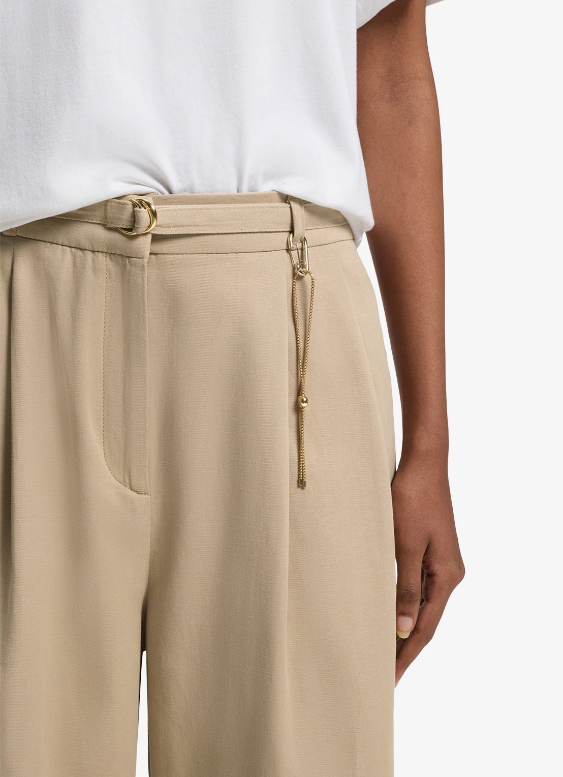 HUGO Henesa high waist straight fit pantalon met steekzakken - detail 5 light/pastel brown-232 / bruin